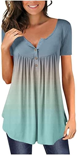 Врвови за жени обични летни кошули со кратки ракави трендовски излегуваат на врвни симпатични графички маички за џемпери V вратот маици Туника ТЕЕ