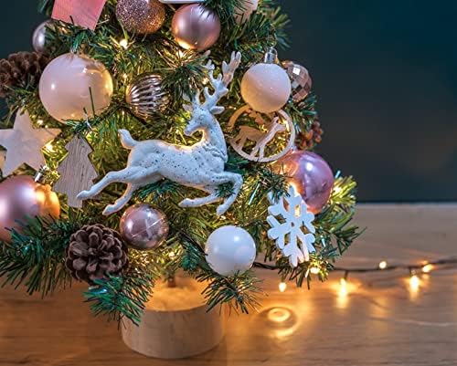 Аетиг 18 инчи розова мини новогодишна елка, елка од таблети Осветлен украс и дрво од дрво, Божиќен украс, дом, кујна, декорација