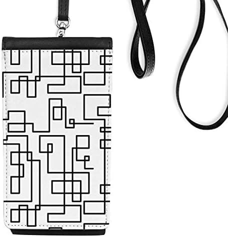 Шестоаголна линија уметност илустрација на жито и илустрација Телефонска чанта што виси мобилна торбичка црн џеб