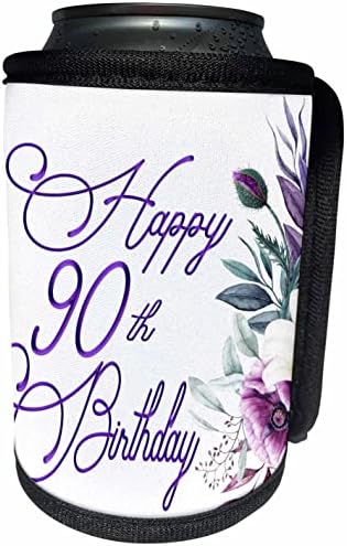3дроза Среќен 90 Ти Роденден Во Виолетова Боја Со Виолетови Цвеќиња - Може Поладно Шише Заврши