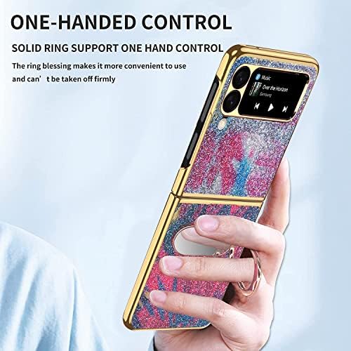 Случај галакси З Флип 3: Заштитни Футроли За Покривање На Сјајот На Мобилниот Телефон Со Држач За Прстени За Samsung galaxy zflip3 5g 2021 За Девојки Жени