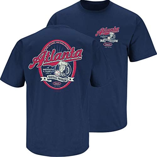 Облека за бејзбол со миризба Атланта. Град за пиење со маица или резервоар за морнарица за бејзбол проблем