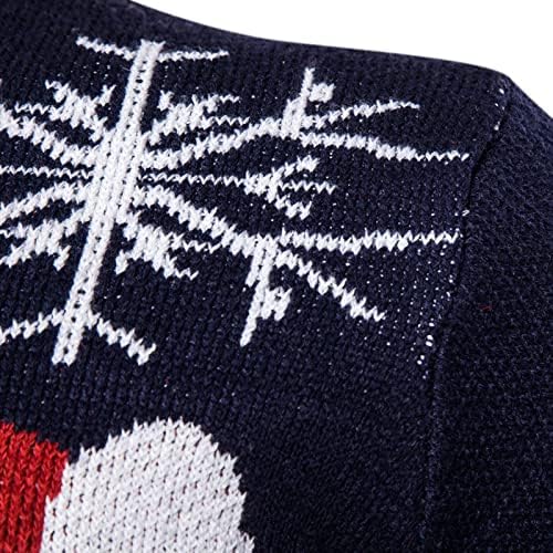 Машки Божиќен џемпер грда лента со плетени џемпери случајни тенок фит снегулки пулвер за одмор
