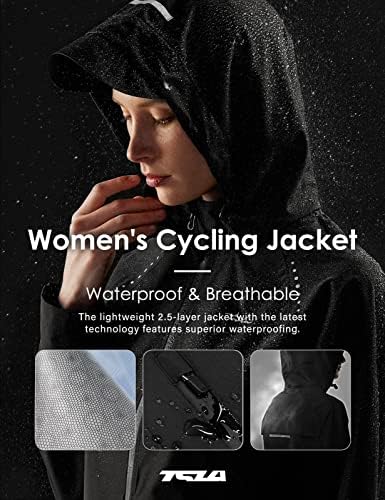 TSLA Women'sенски велосипедизам јакна за ветерници, водоотпорен тренингот за вежбање дождови, пакувачки рефлексивно пешачење
