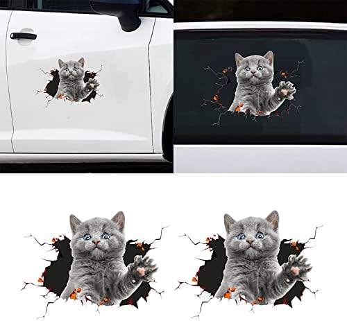 Ланзмјан 2 парчиња Налепница За Гребење На Вратата Од Мачка 3д Симулација Симулативна Личност На Мачка Налепница За Автомобил