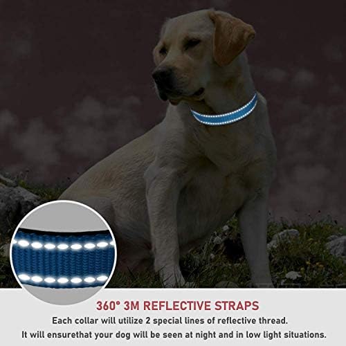 Рефлексивна јака за кучиња со прилагодлива безбедносна најлонски јаки за мали средни големи кучиња, сини с