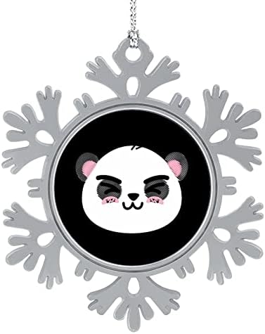 Симпатична панда мечка лице зимски Божиќ висини од снегулка украси Симпатична шема снегулки Божиќни дрвја украси домашни украси