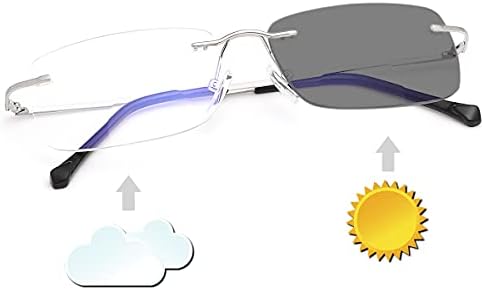 Безобразно бифокално чисто читање очила Транзиција фотохроми темно сиви очила за сонце без рамка за блокирање на сина светлина за блокирање на компјутерски очила