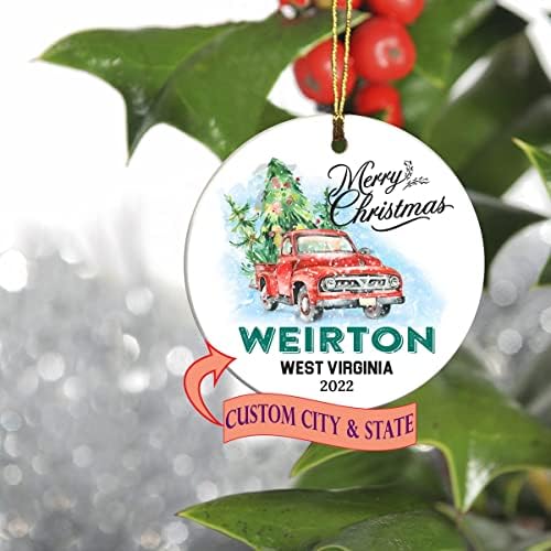 Среќен Божиќ 2022 година Орнамент Дрво Прво 1 празник што живее во државата Орнамент на државата Виртон Западна Вирџинија, сопствена