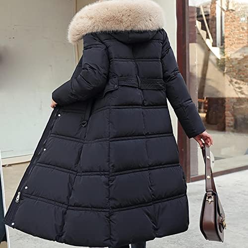 Women'sенски зимски задебелен палто со топло ватиран јакни мода туника долга ветровионска јакна со аспиратор за трим за крзно