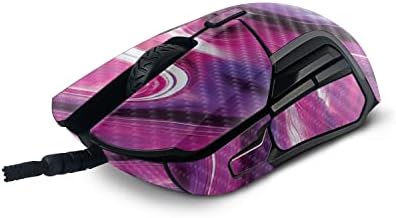 MOINYSKINS јаглеродни влакна кожа компатибилна со Steelseries Rival 5 Gaming глушец - розово топење | Заштитна, издржлива завршница на јаглеродни влакна | Лесен за примена и промена