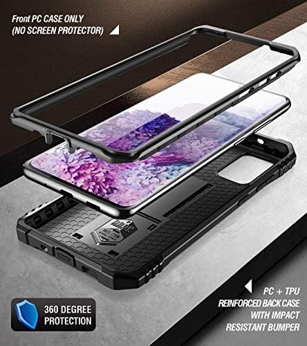 Серија Поетска Револуција За Samsung Galaxy S20 Plus/Galaxy S20+ Куќиште, Цврст Двослоен Заштитен Капак Отпорен На Удари Со Држач За Удар, Без Вграден Заштитник На Екранот, Црн