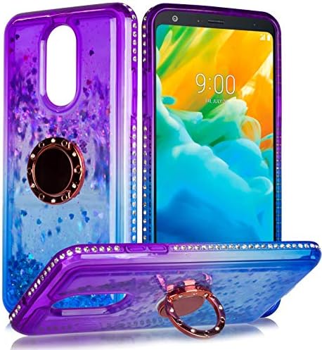 Компатибилен LG Stylo 4 Case, LG Stylo 4 Plus Case, LG Q Stylus w/[Заштитник на екран на стакло], сјај со течен течен водопад што тече искра сјајна сјајна дијамантска девојка симпатична к?