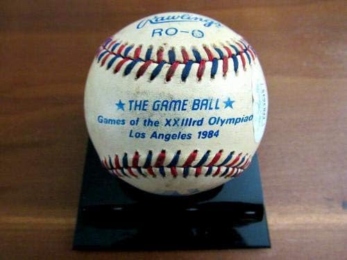 Марк Мекгвир 1984 Лос Анџелес XXIII Олимписки игри потпишана автоматска игра користена бејзбол ЈСА - МЛБ автограмирана игра користена бејзбол