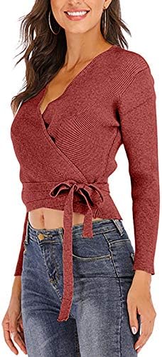 Необичен пуловер за жени подуени ракави преголема крцкава кошула со вкрстена врата печатена лабава фитинг есенска класика