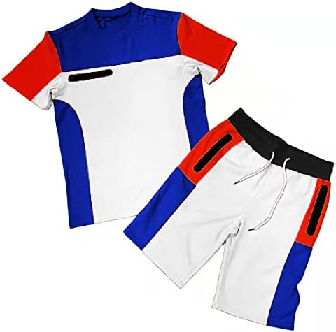 Кошули за летно вежбање за машки спортски спорт сет летна облека 2 парчиња сет маици со краток ракав и костуми за мажи