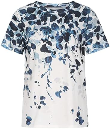 Флорални графички маички за жени есен лето кратки ракави екипаж бренд блузи маички тинејџерки 2023 облека