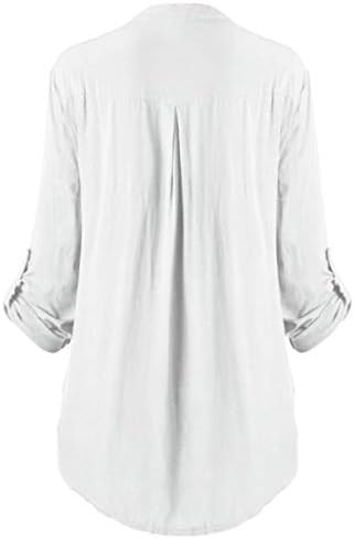 Женски блузи врвови мода плус големина чипка фолтрални кошули копче надолу јака со јака долги ракави тенок вклопат проточен