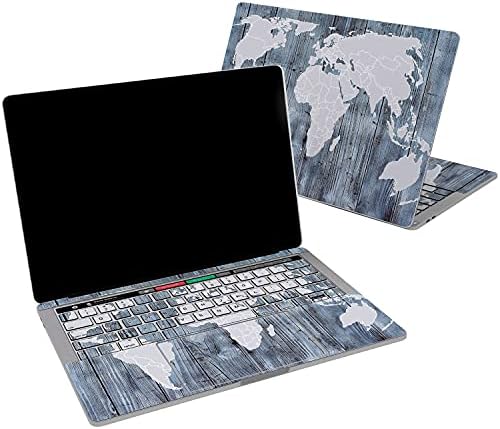 Lex Altern Vinyl Skin компатибилен со MacBook Air 13 Inch Mac Pro 16 Retina 15 12 2020 2019 2018 Глобална мапа сива боја Woothed
