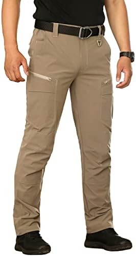Машки манжетни тактички панталони за пешачење Брзо суво истегнување мулти-џебови на отворено работа товарни панталони