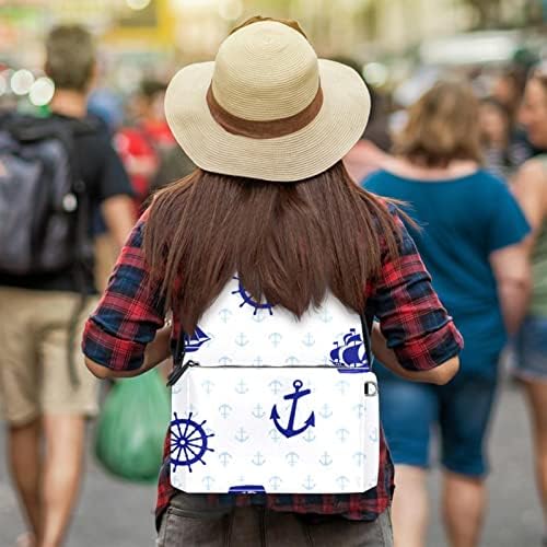 TBOUOBT кожен ранец за патувања со лесен лаптоп лесен ранец за жени мажи, наутичка морнарица сина сидро едриличар