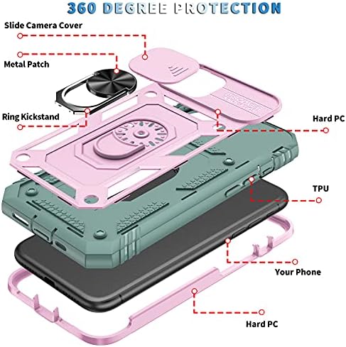 помпвла За Iphone 11 Случај[Не за 11Pro] со Заштитници Од Екран Од 2 Калено Стакло, Вграден Магнетски Прстен Од 360° &засилувач;