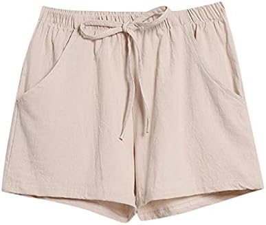Половината И Џебот Лабава Лен Жени Памучни Панталони Еластични Цврсти Кратки Панталони Атлетски Блузи За Жени Краток Ракав