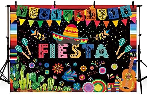ИСПРАТИ 8x6ft Мексикански Фиеста Тема Позадина Синко Де Мајо Фестивал Роденден Декорации Мексикански Карневал Шарени Знамиња