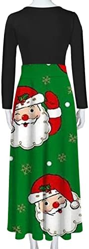 Ружијог Жени Се Облекуваат За Божиќ Долги Ракави Лабава Секојдневна Долга Макси Фустан 2022 Мода Дедо Мраз Графички Коктел Фустани