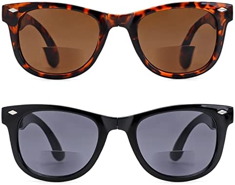 Przene Classic Design 2-пакувања со преклопни мултифункционални очила за сонце со бифокални очила за читање леќи за мажи ＆ жени