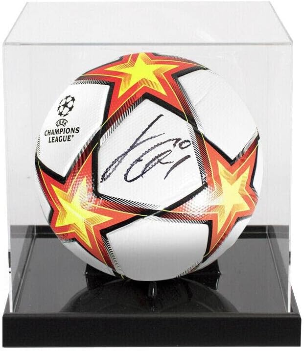 Jackек Грелиш потпиша фудбал во Лигата на шампионите во УЕФА - во случај на акрилен приказ - Автограмирани фудбали