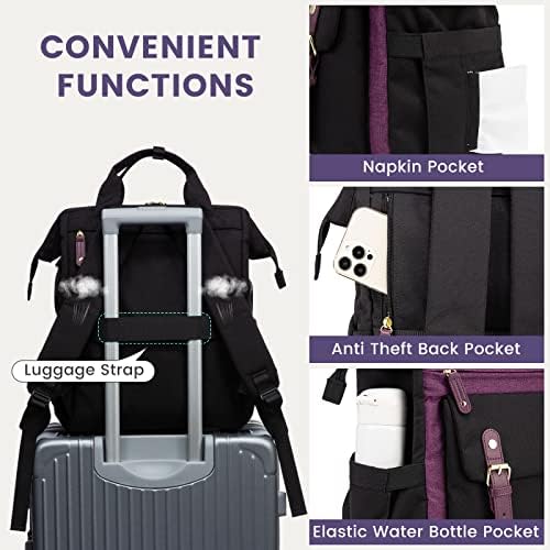 Lavevook лаптоп ранец за жени чанта за патувања за патувања со часови, чанта од докторска медицинска сестра, бизнис лаптоп торба,