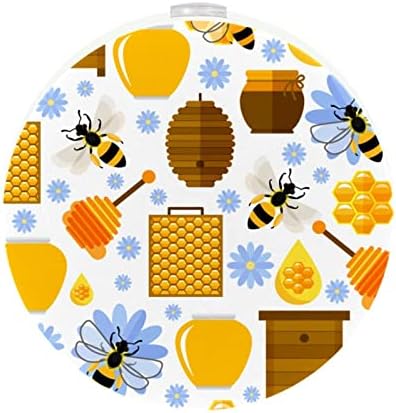 2 приклучок за приклучок за ноќно светло LED ноќно светло цвеќиња Пчели мед шема со сензор за самракот до до-добава соба за