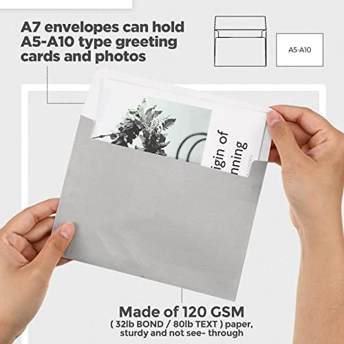 100 парчиња 5x7 метални коверти за покани за 5 x 7 картички што можат да се печатат 5x7 пликови за покани само -запечатени коверти за честитки за поздрави картички за свад?
