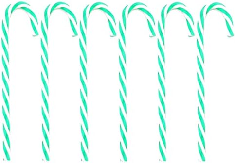 Dzrige Christmas Candy Cane Божиќ пластични бонбони Акрилични бонбони трска за празнични партиски дворови во затворен/отворен украс, зелена и бела боја, 6 парчиња