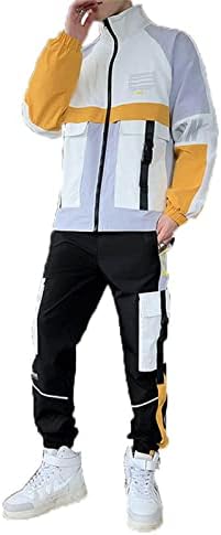 Мажи тренерки за качулка постави 2 парчиња јакни со качулка и панталони за улична облека хип хоп облека за облека за мажи