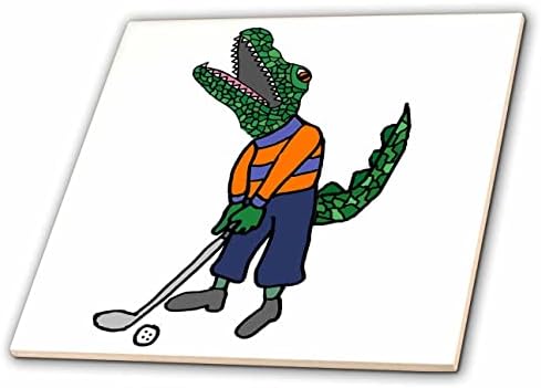 3дроза Смешни Симпатична Алигатор Играње Голф Спортски Цртан Филм-Плочки